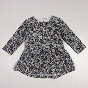 Zara Baby Girl Dress Sz 3-6m Blue Floral Casual Long Sleeve
